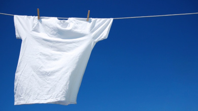 clean t shirt on washing line