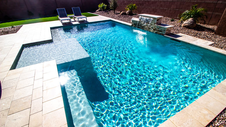 Swimming pool in yard