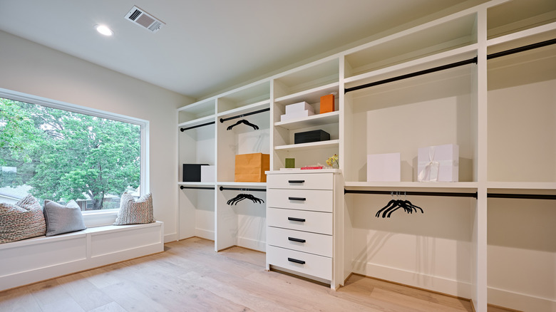 Open-concept closet in modern room