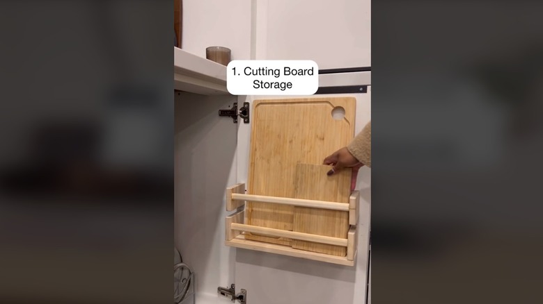 Cutting boards placed in rack