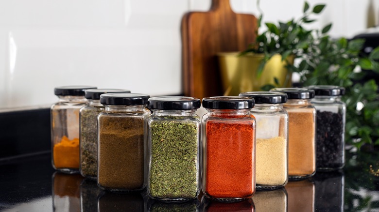 spice jars on counter