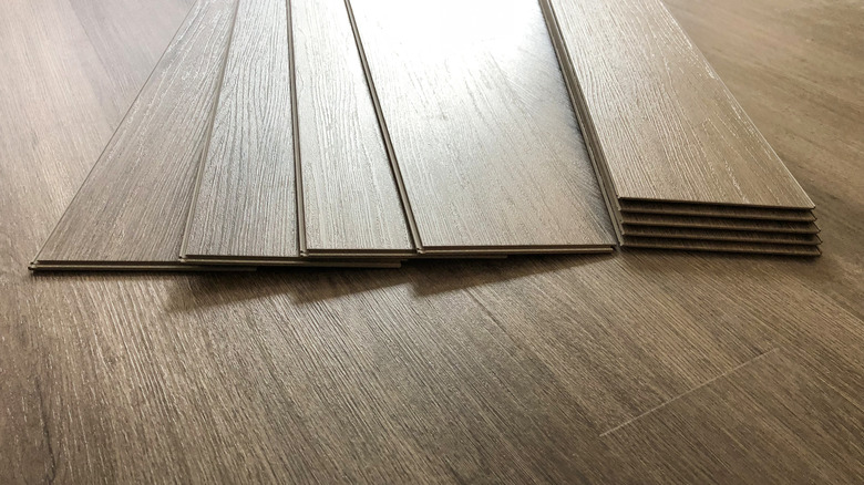 Vinyl planks on floor