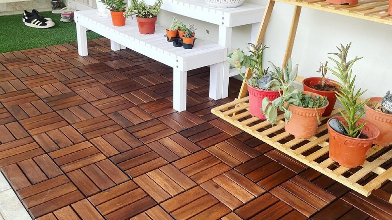 Cute Runnen tile-covered patio 