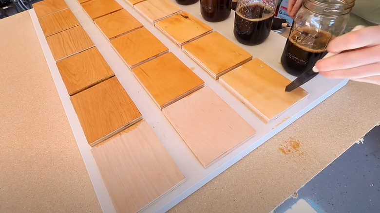 staining wooden blocks