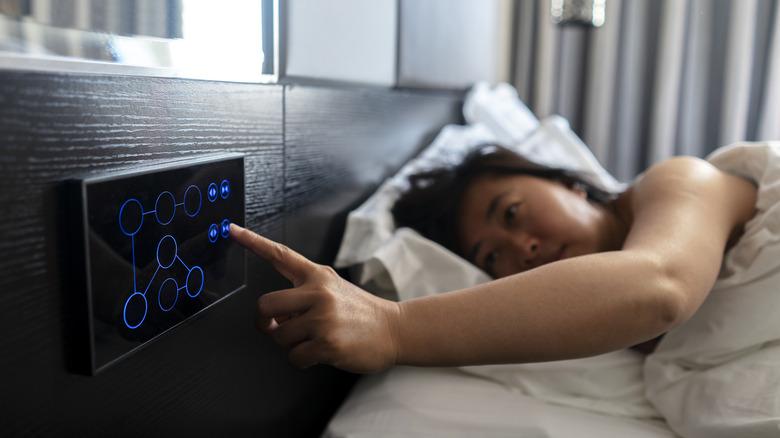 Woman using a smart bed