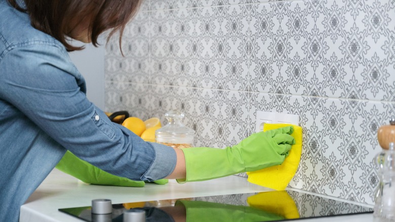 Wiping down peel-and-stick tile