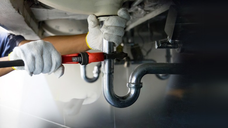 Pipe under a sink