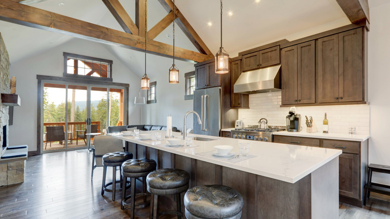 Kitchen with wood cabinets