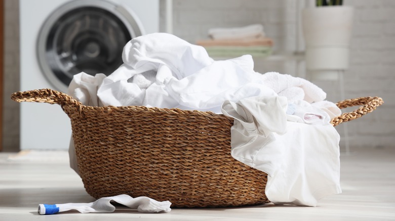 Photo showing full basket of laundry