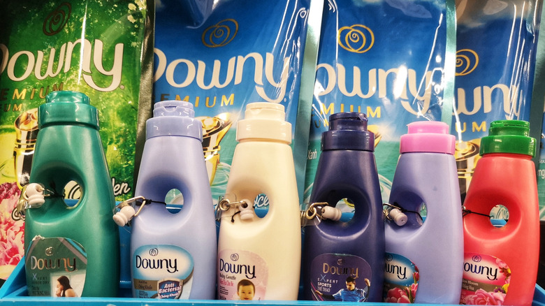 various fabric softeners in a row