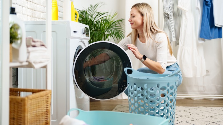 woman doing laundry