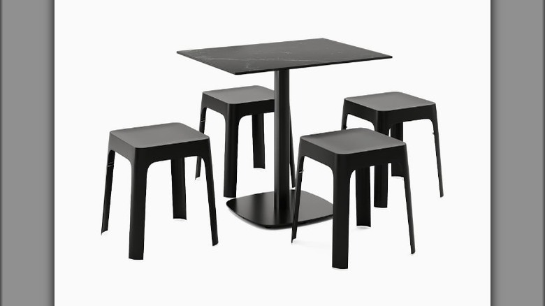 Black bistro table bar stools