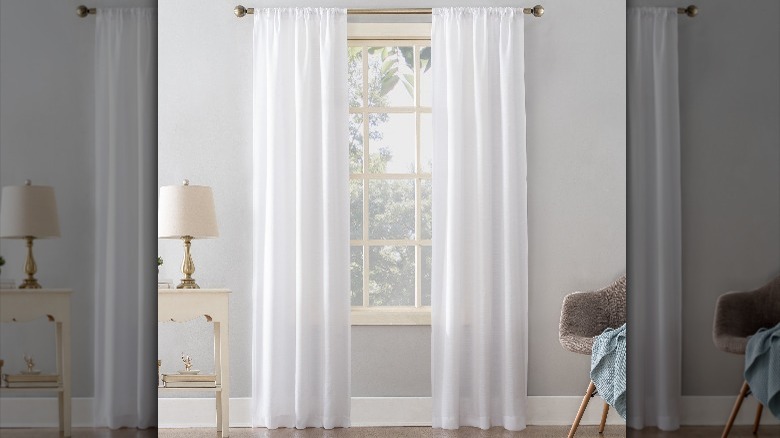 white curtains on window