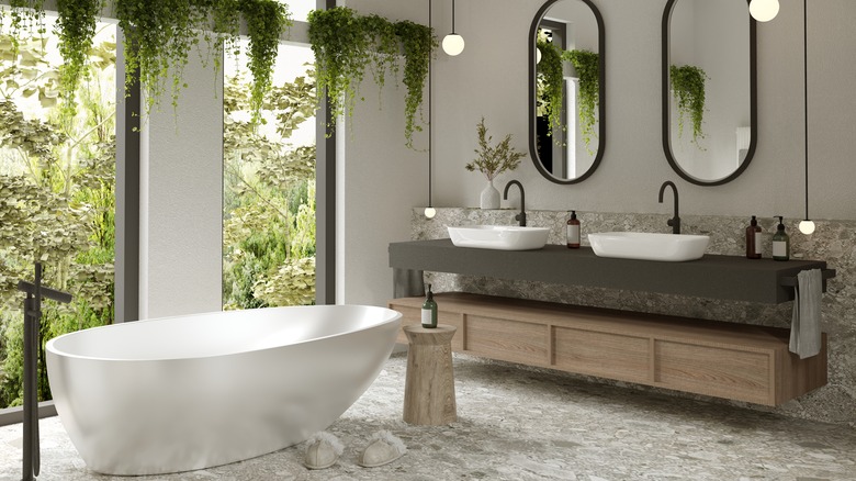 bathroom with greenery