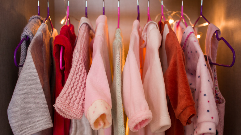 wardrobe closet with fairy lights