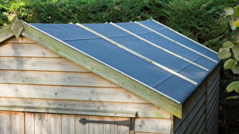 Shed with a felt roof