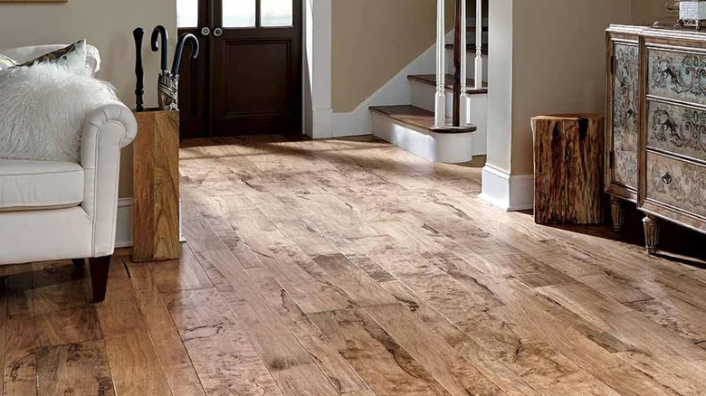 distressed pacaya mesquite hardwood in foyer