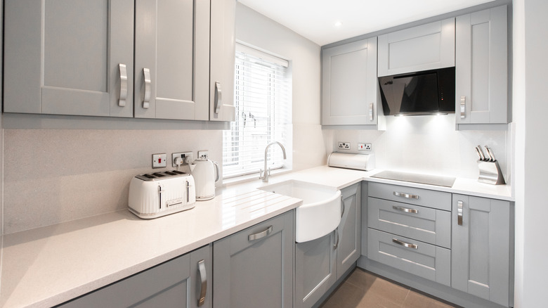 Basic gray kitchen cabinets