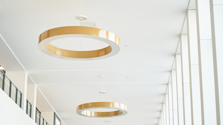 Hallway with two matching lighting pendants