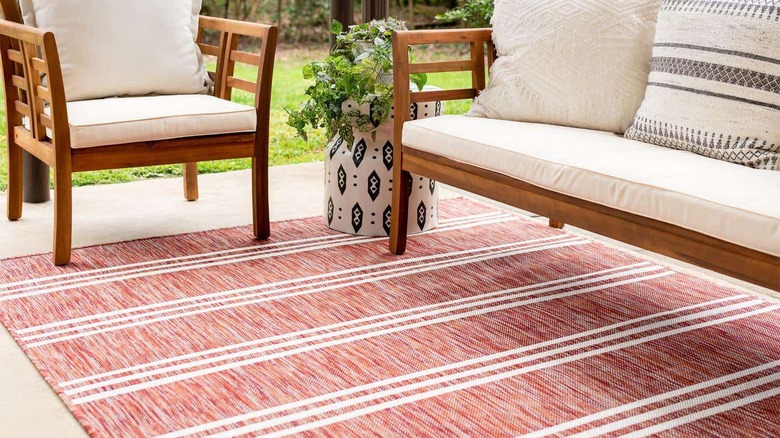 Area rug on patio