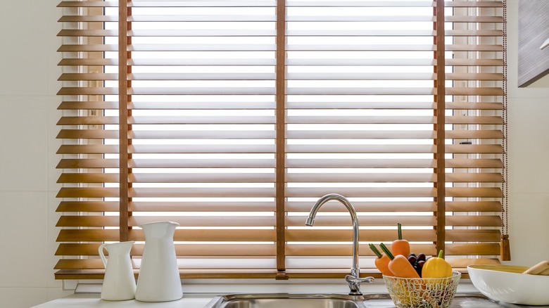 Blinds in a kitchen window