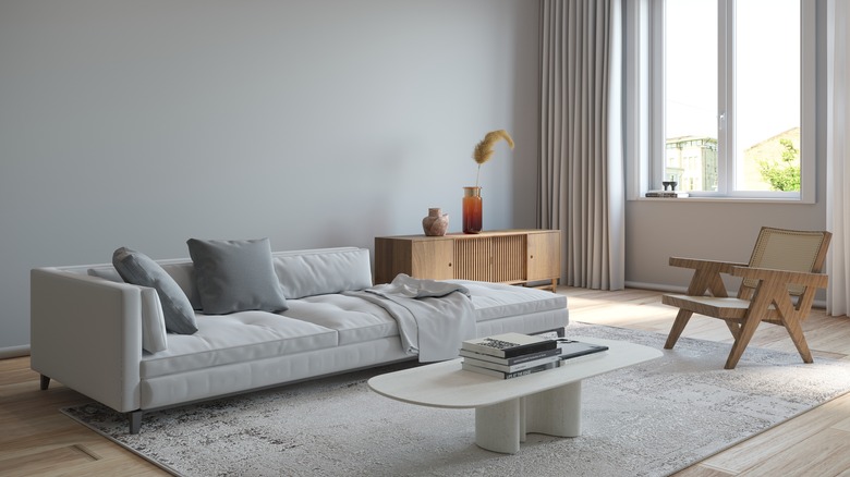 Gray room with minimalist design