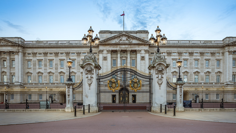 Buckingham Palace gates close up