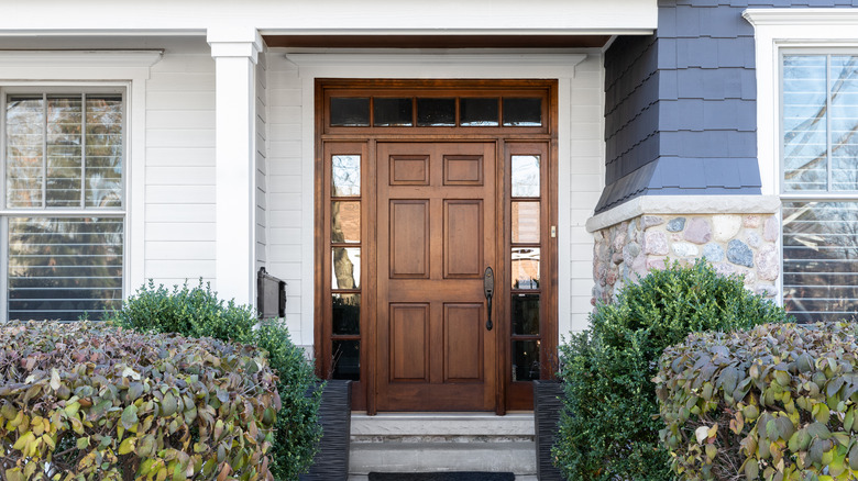 A wood front door