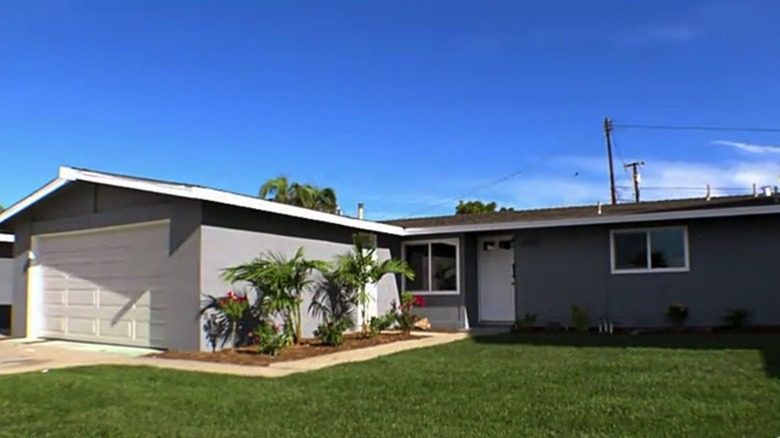 Exterior of gray ranch home