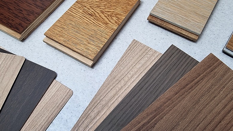 Engineered wood flooring samples