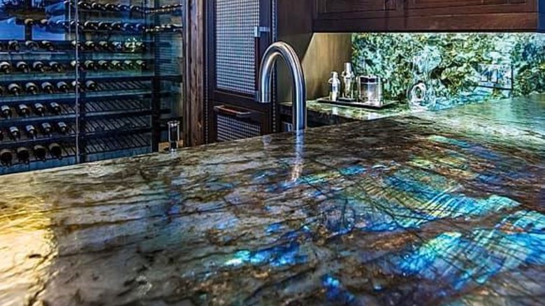 Labradorite counter inside kitchen