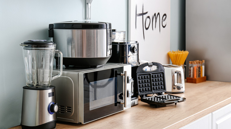 Household appliances on kitchen counter