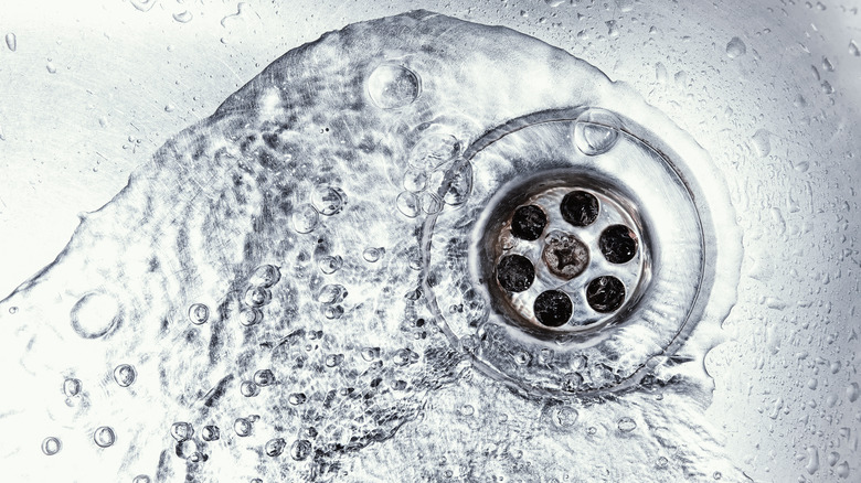 Water draining from sink