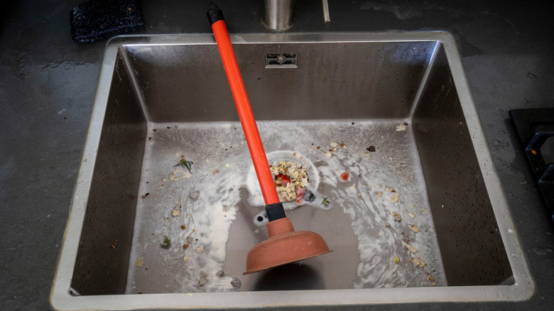 Plunger in clogged sink