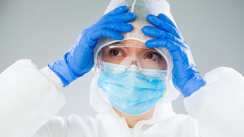 Medical worker with goggles