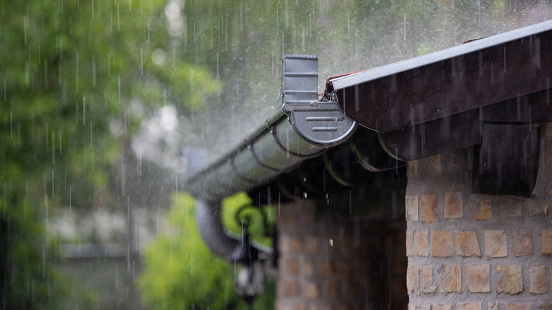 house in the rain