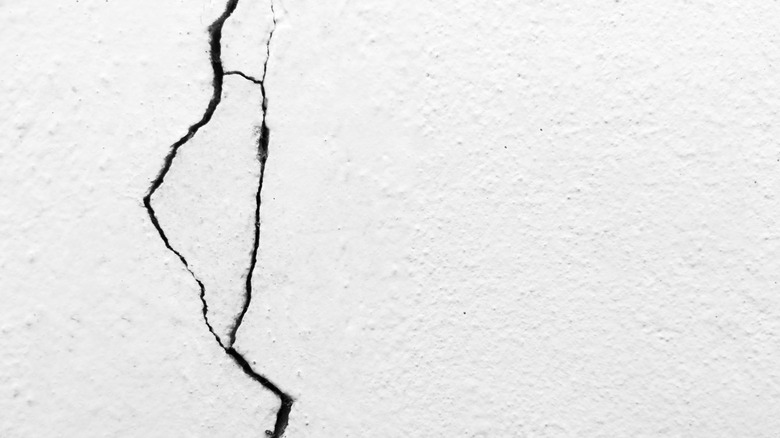 Cracked concrete wall