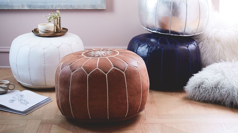 living room ottoman poufs