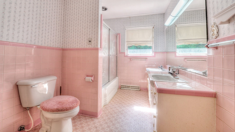 pink vintage bathroom