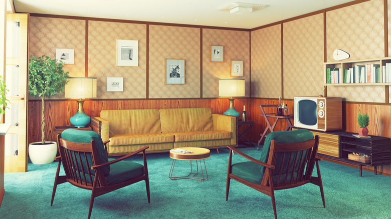 1960s teal living room