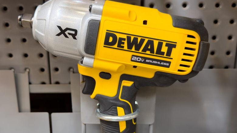 Close up of a DeWalt XR power tool on a store shelf