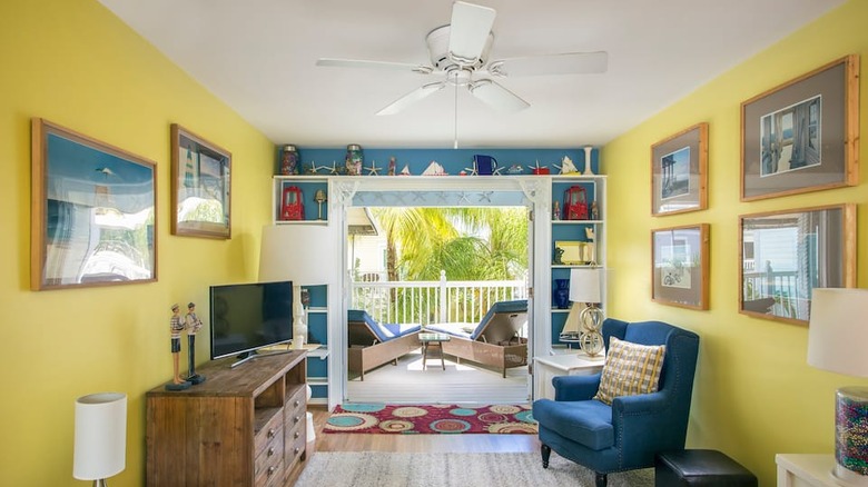 yellow and blue living room