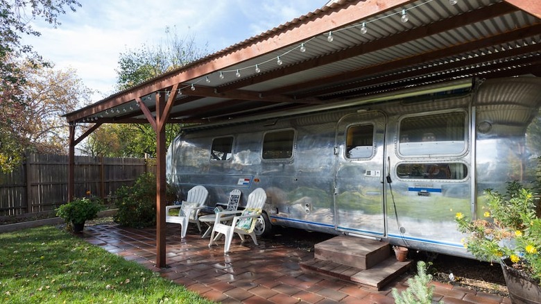 covered silver Airstream  Airbnb