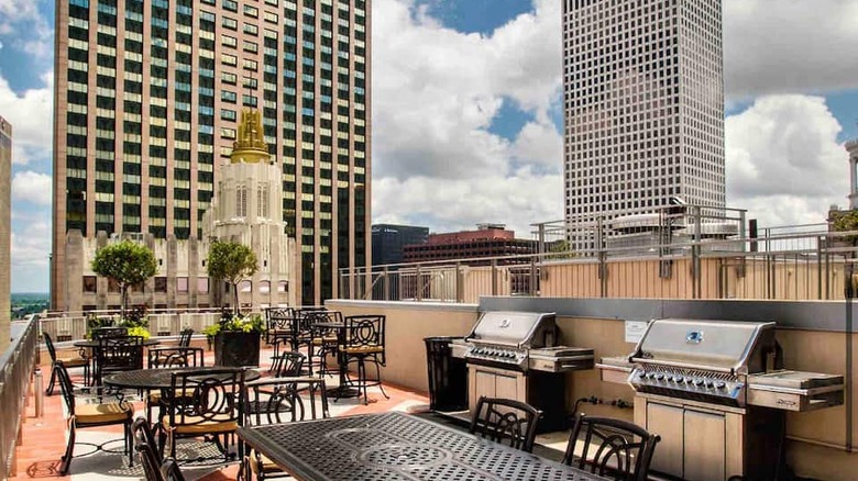 dining tables on rooftop 