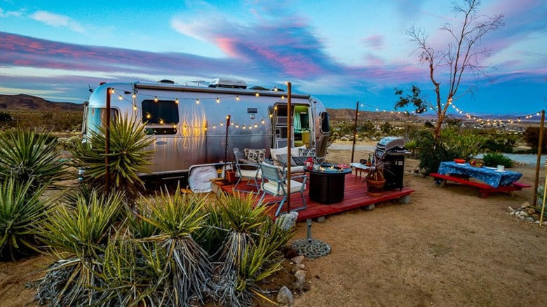 Airstream with fire pit 