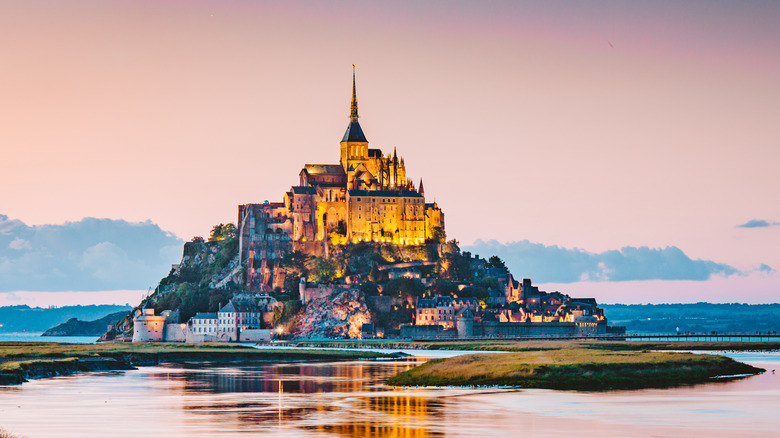 Mont-Saint-Michel castle at sunset