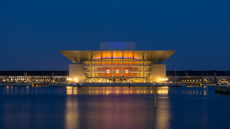 Copenhagen opera house at night