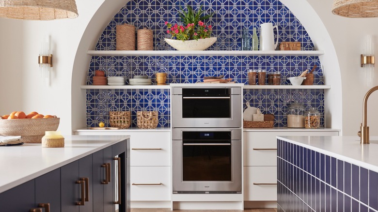 Wolf's ovens in a kitchen with Mediterranean decor