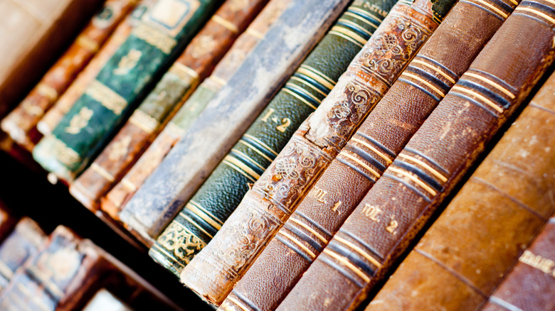 closeup of old books