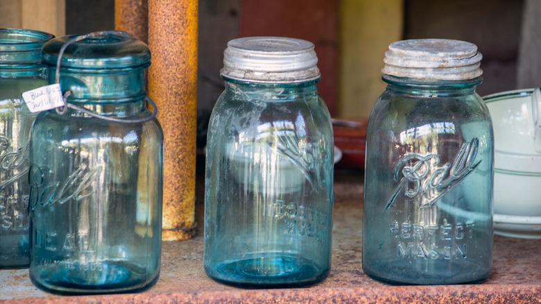 Blue vintage Ball and Mason jars